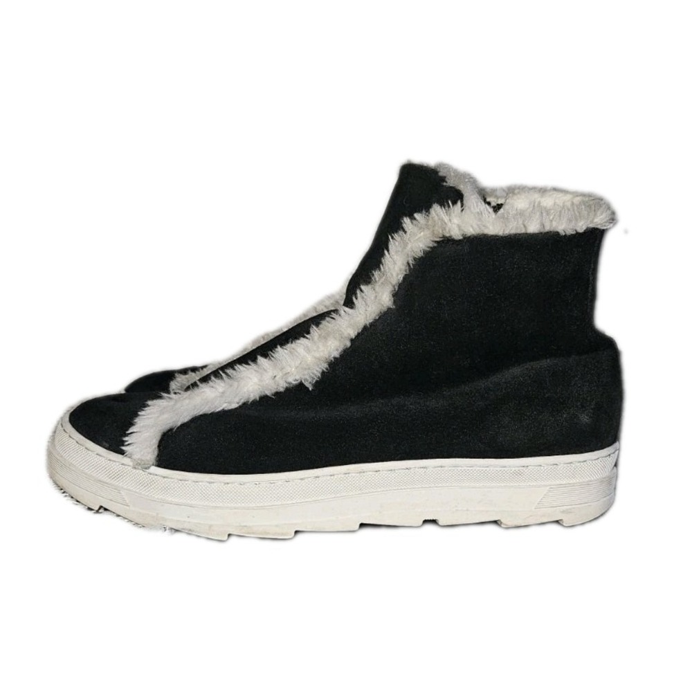 JOYKS Womans 8 Black Suede‎ Leather Shearling Lined HighTop Sneaker Bootie